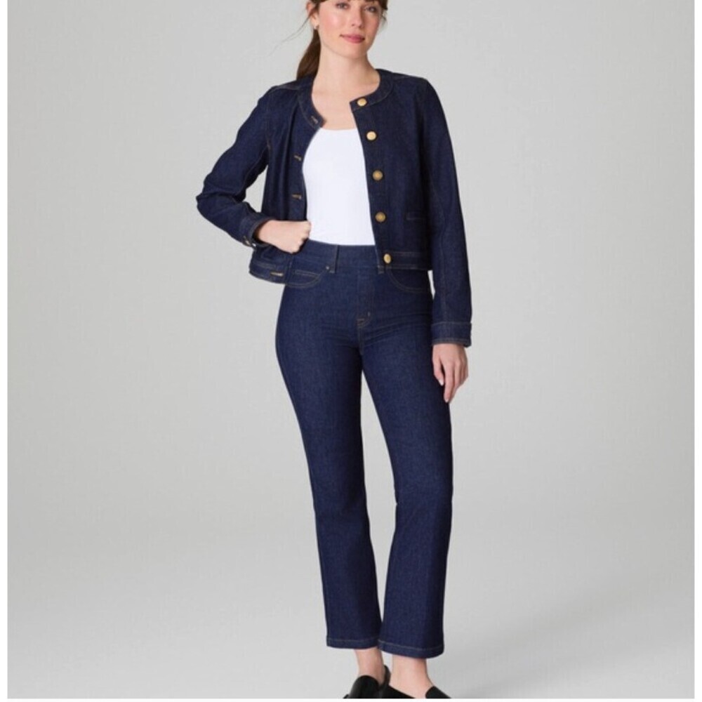 Spanx NWT Cropped Kick Flare Jeans in Raw Indigo Size XS Petite Stretch